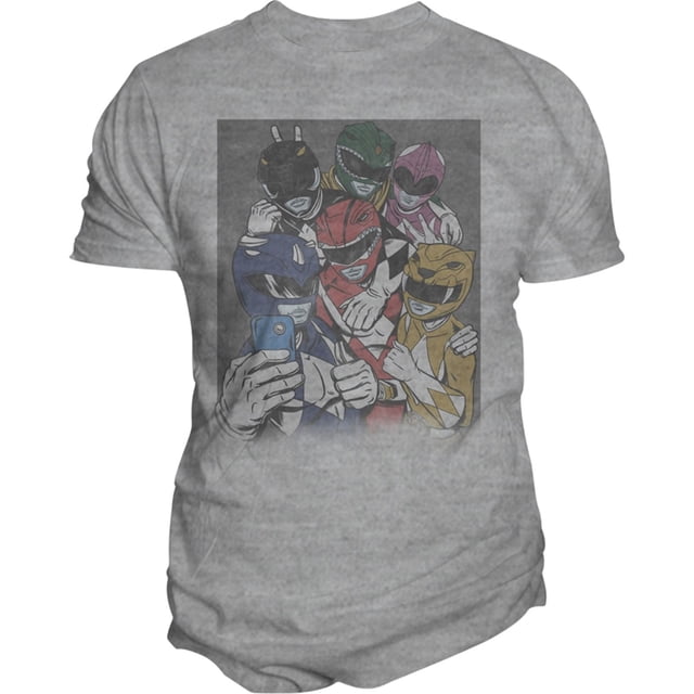 Changes - Camiseta gráfica para hombre con selfie de Power Ranger, gris, grande Changes Camiseta gráfica