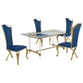 thumbnail image 1 of 5pc. Ensemble de Salle à Manger en Verre de 68 x 40 Po avec 4 Chaises et Acier Inoxydable Doré, 1 of 4