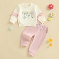 thumbnail image 5 of Jxzom Toddler Baby Girl Clothes 6 12 18 24 Months 2T 3T 4T Fall Winter Outfits Floral Crochet Embroidery Long Sleeve Sweatshirt Tops Pants Set, 5 of 8