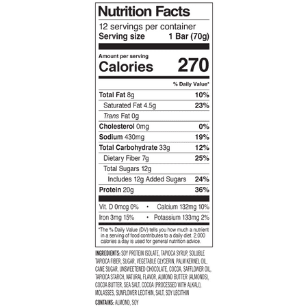 PROBAR - PROTEIN Bar, Cookie Dough, 20g Plant-Based Protein, 12 Count