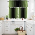 thumbnail image 3 of Abstract Ombre Kitchen Curtains Valances and Tiers Set of 3 Emerald Green and Black Gradient Tier Curtains and Valance with Rod Pocket for Small Windows, 27.5"x36", 3 of 9