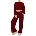 thumbnail image 5 of Nestiefly Wide Leg Sweatpants Women Fleece Sweat Pants Fall Spring Clothes 2026 Baggy Jogger Sweatpant with Pockets Wine L, 5 of 5