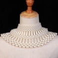 thumbnail image 2 of Aellinatey Luxurious Jewelry Bib Choker Necklace Handmade Hollow Out Woven Water Drop Pearl Beaded Layered Body Chain Shawl Collar, 2 of 8