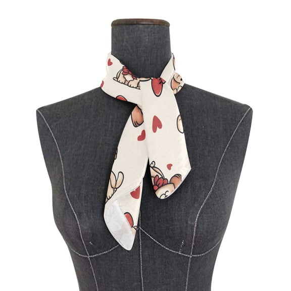 Square Scarf 24x24 Inch Cute Sweet Puppy Hearts Silky Satin Sun Protection Neck Scarf for Women Multi-Purpose Head Wrap Bandana for Hair Bag Decoration