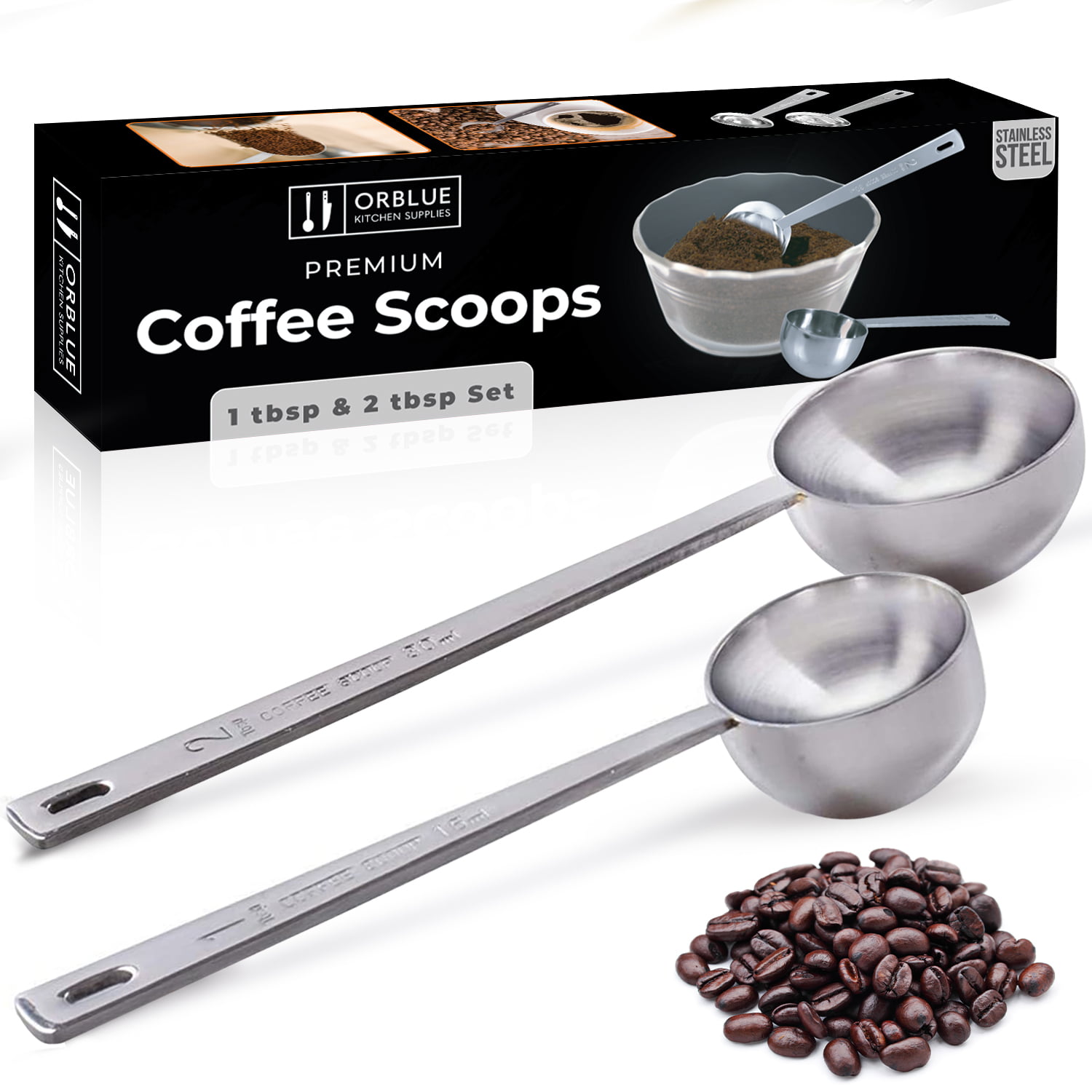 30ml Metal Long Handled Spoons Coffee Measuring Spoons Cooking Dining Kitchen Gadgets Tablespoon Measuring Spoon Coffee Scoop Fugift Stainless Steel Coffee Scoop