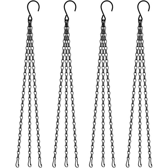 GoXteam 4pcs 16 inch Black Hanging Basket Chain with Hooks Flower Plant Pot Replacement Chain Hanger for Bird Feeders,Planters,Lanterns and Ornaments