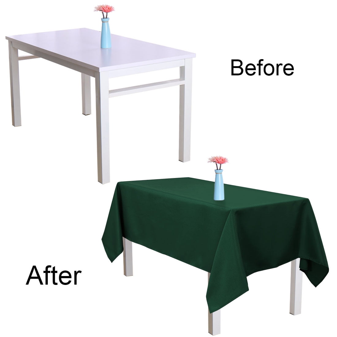 Unique Bargains Rectangle Tablecloth soft and comfortable Polyester Table Cover Green 55" x 70"