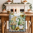 thumbnail image 2 of Table Runner 90 Inches Long for Kitchen Dining, Sunflower Gnomes Dresser Scarf Farmhouse, Dining Table Decorations for Wedding/Parties, Spring Farmhouse Country Daisy Leaf Plaid 13 x 90 In, 2 of 8