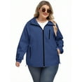 thumbnail image 5 of adviicd Plus Size Womens Rain Jacket with Hood Waterproof Raincoats Lightweight Packable Outdoor Trench Coat Navy, 5XL, 5 of 6