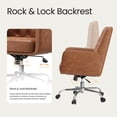 thumbnail image 5 of COLAMY Office Chair Home Desk Chair Ergonomic Mid-Back Leather Swivel Computer Chair with Armrests, Adjustable Height Padded Tufted Task Chair, Brown, 5 of 11