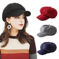 thumbnail image 3 of Becaristey Peaked Caps Woolen Lightweight Adjustable Octagonal Hats Beautiful Lines Easy Matching Sun for Visor Design Headgear Red 1Set, 3 of 6