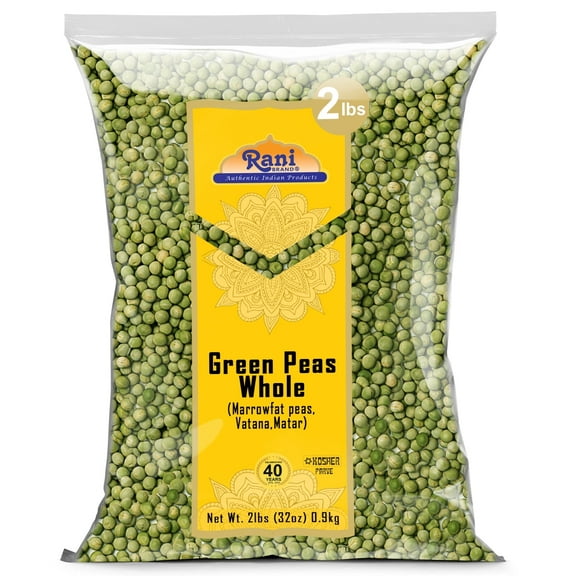 Rani Green Peas Whole, Dried (Marrowfat Peas, Vatana, Matar) 2lbs (32oz) ~ Used to make Mushy Peas | All Natural | Vegan | Gluten Friendly | Kosher | Product of USA