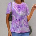 thumbnail image 6 of Colorful Swirls Tie-dye Women's Short Sleeve T-Shirt Crew Neck Casual Summer Trendy Loose Fit Tops, 6 of 6
