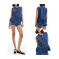 thumbnail image 3 of Michellecmm Women's Summer Stripe Denim Vest Sleeveless Round Neck Tie Front Peplum Tank Tops, 3 of 6