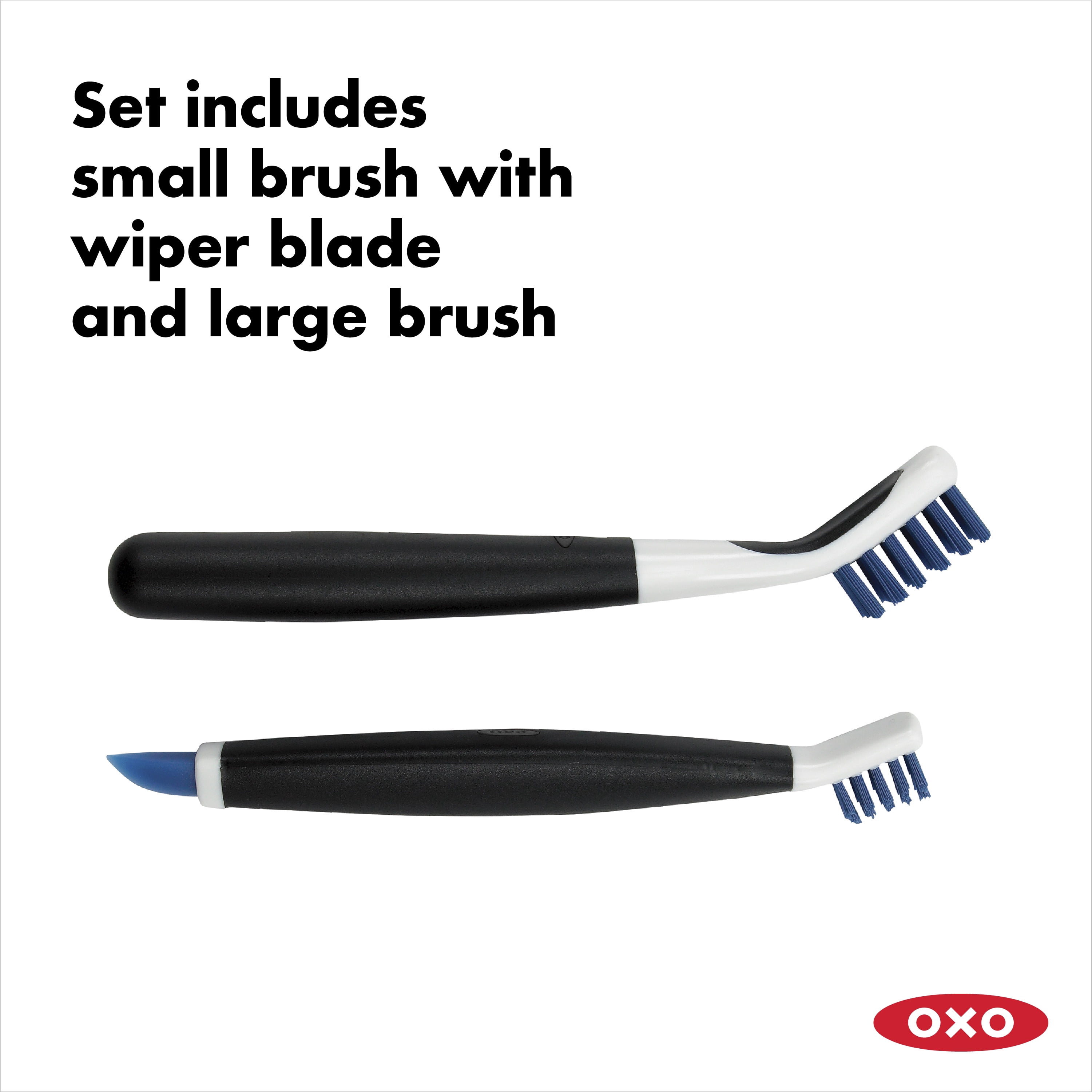 OXO Deep Clean Brush Set, Blue, Detail Cleaning Brushes for Grout, Fixtures & Crevices