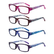 EYEGUARD Reading Glasses 4 Pair Spring Hinge Readers Fashion Women Glasses +1.50