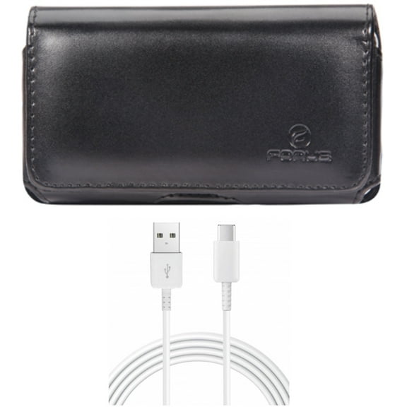 Case Belt Clip w 10ft USB-C Cable for Samsung Galaxy S20 - Leather Swivel Holster Loops Cover, Type-C Charger Cord Power Wire USB O1R fits Samsung Galaxy S20
