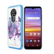 For AT&T Radiant Max / Cricket Ovation Case, Dual Layer Patterned Brushed Case Cover  (Blue Butterfly)