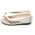 thumbnail image 2 of TJ Global Women's Traditional Chinese Phoenix and Flower Embroidery Flats - Totem Style Loafers Comfortable Round Toe Ballet, Cheongsam (White, Size 6), 2 of 3