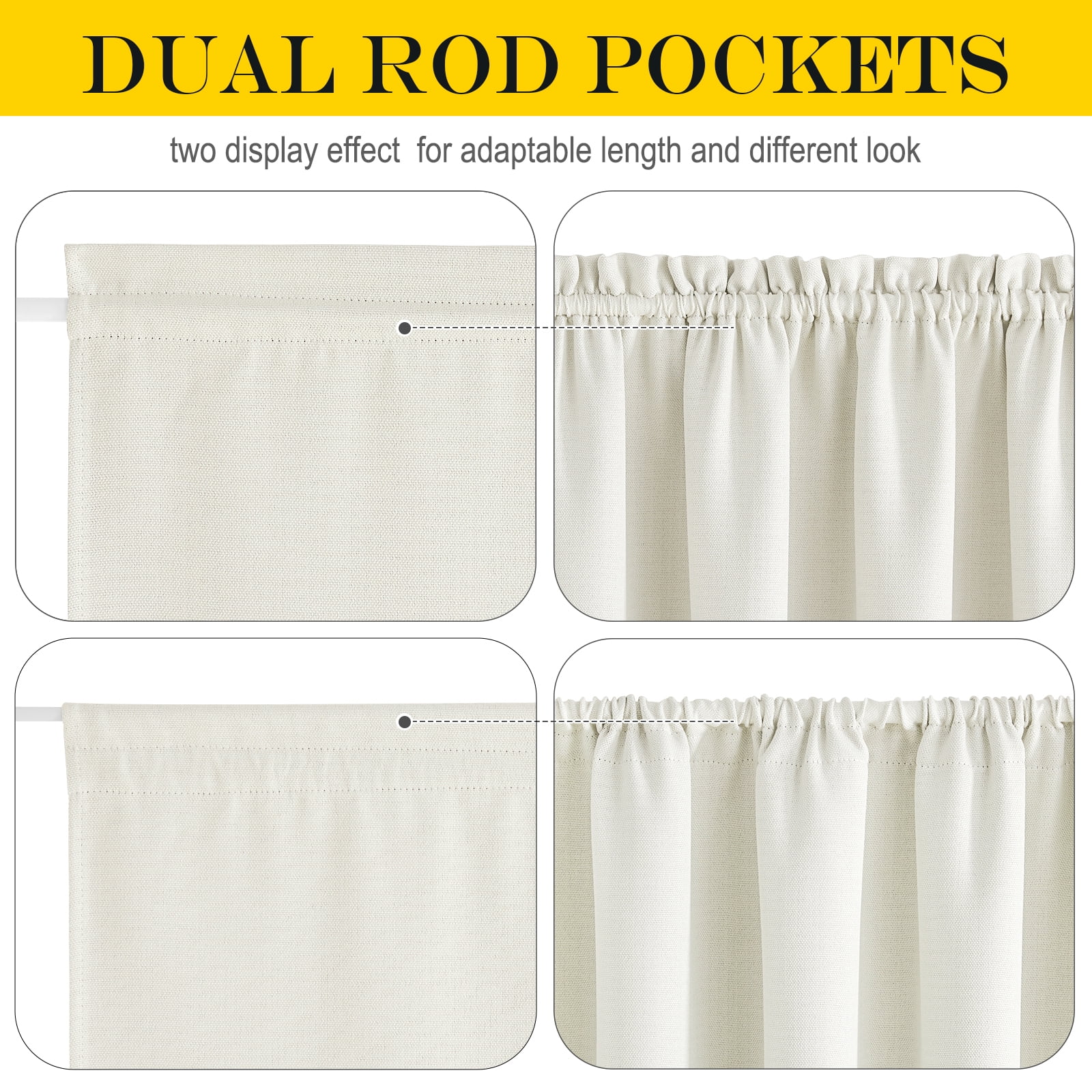 NICETOWN Door Curtains Dual Rod Pocket Faux Linen Blackout Room Darkening Door Curtain for Privacy Window Drape, 25"x72", Natural, 1 Panel