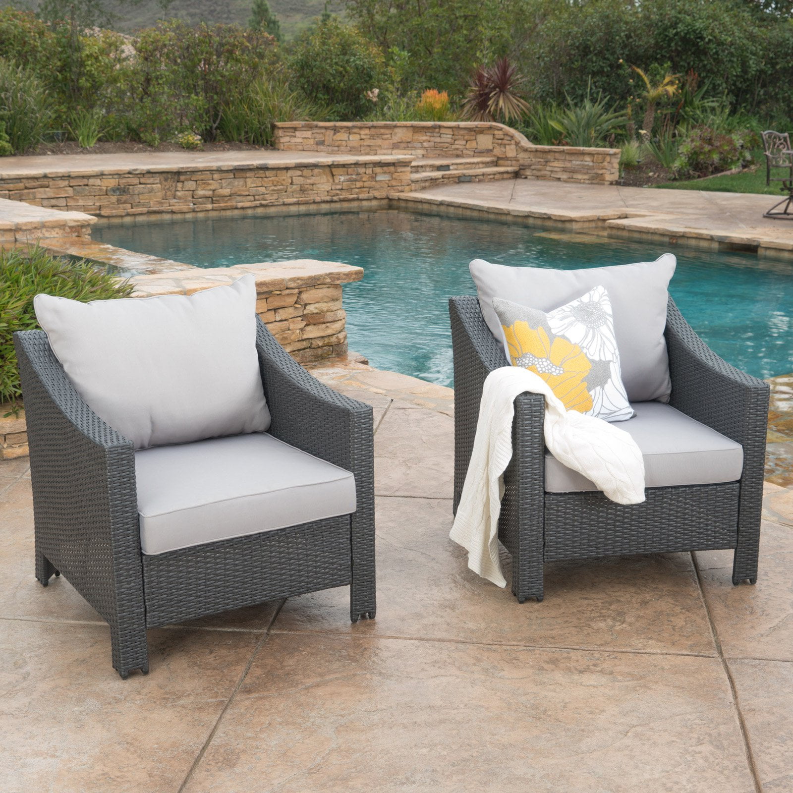 Antibes Outdoor Wicker Club Chair - Set of 2 - Walmart.com