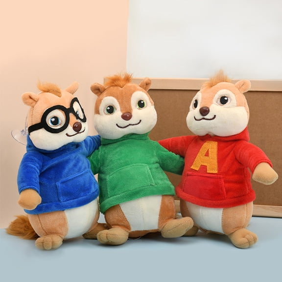 3 Piece Set Animal Chipmunks Plush Doll Toys, Bedroom Soft Throw Pillow, Living Room Collectible Decorative Ornaments