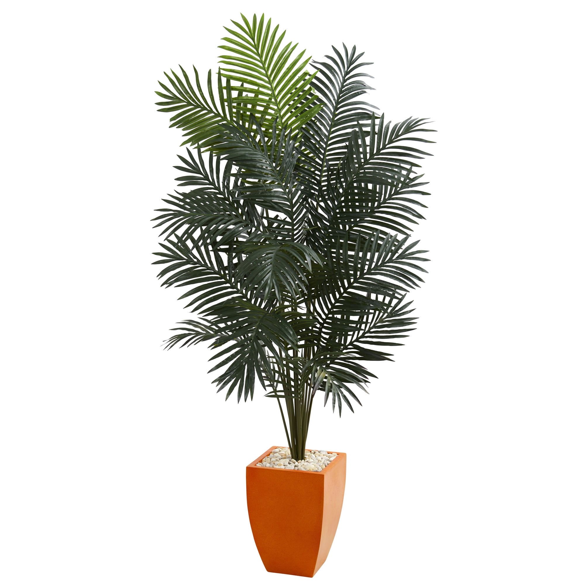 Nearly Natural 6.5' Paradise Palm Artificial Tree in Orange Planter