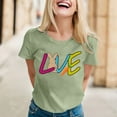 thumbnail image 2 of TSADFHJI Hauts de Noël pour Femmes avec Bling Femmes Décontracté Simple Couleur Unie Col Rond T-Shirt Manches Courtes Impression Drôle T-Shirt Manches Courtes m Vert, 2 of 5