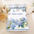 thumbnail image 4 of Manfei Cute Hydrangea Flower King Sheets, Chic Blossom Butterfly Bedding, Blue Purple Pink 4pcs(1 Flat Sheet, 1 Fitted Sheet and 2 Pillowcases), 4 of 6