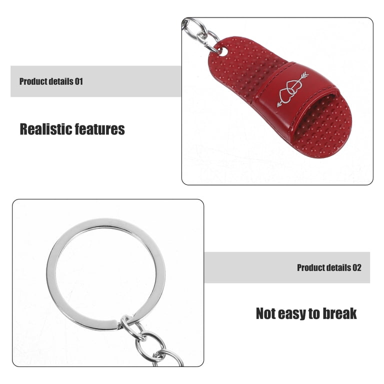 FRCOLOR 2pcs Mini Slipper Keychain 3D Shoe Key Ring Metal Keyring