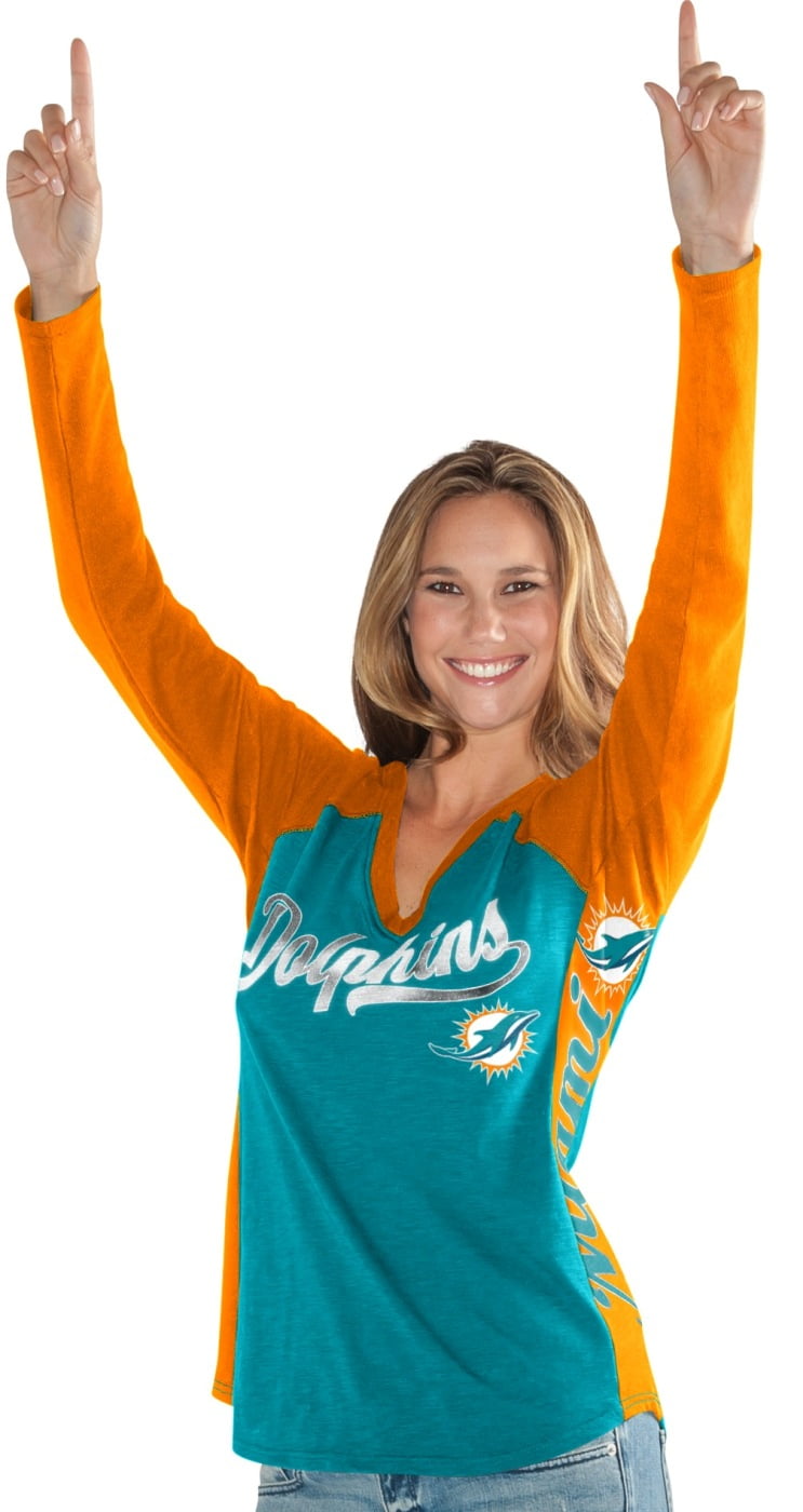Miami Dolphins Women's G-III NFL "Stadium" V-neck Long Sleeve T-shirt by G-III Sports