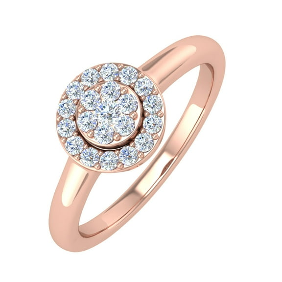 1/4 Carat Cluster Diamond Ring in 14K Rose Gold (Ring Size 8.25) (I1-I2 Clarity)