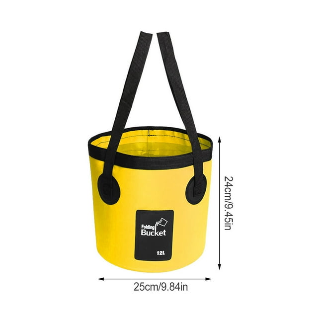Seau d'Eau Pliant en PVC, Porte-Objet Lavable, Bassin de Rangement de Randonnée, Voyage, Camping, Pêche, Bateau, Organisateur Réutilisable, Contenant, Accessoires, Jaune, 12 L
