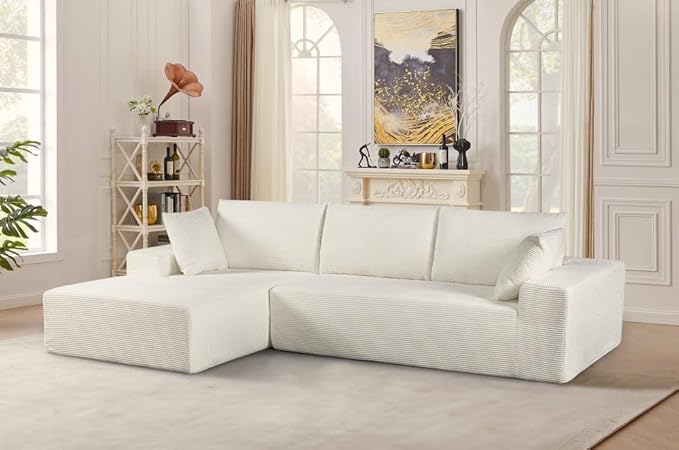 Corduroy upholstery 2 piece L shape high density foam sectional