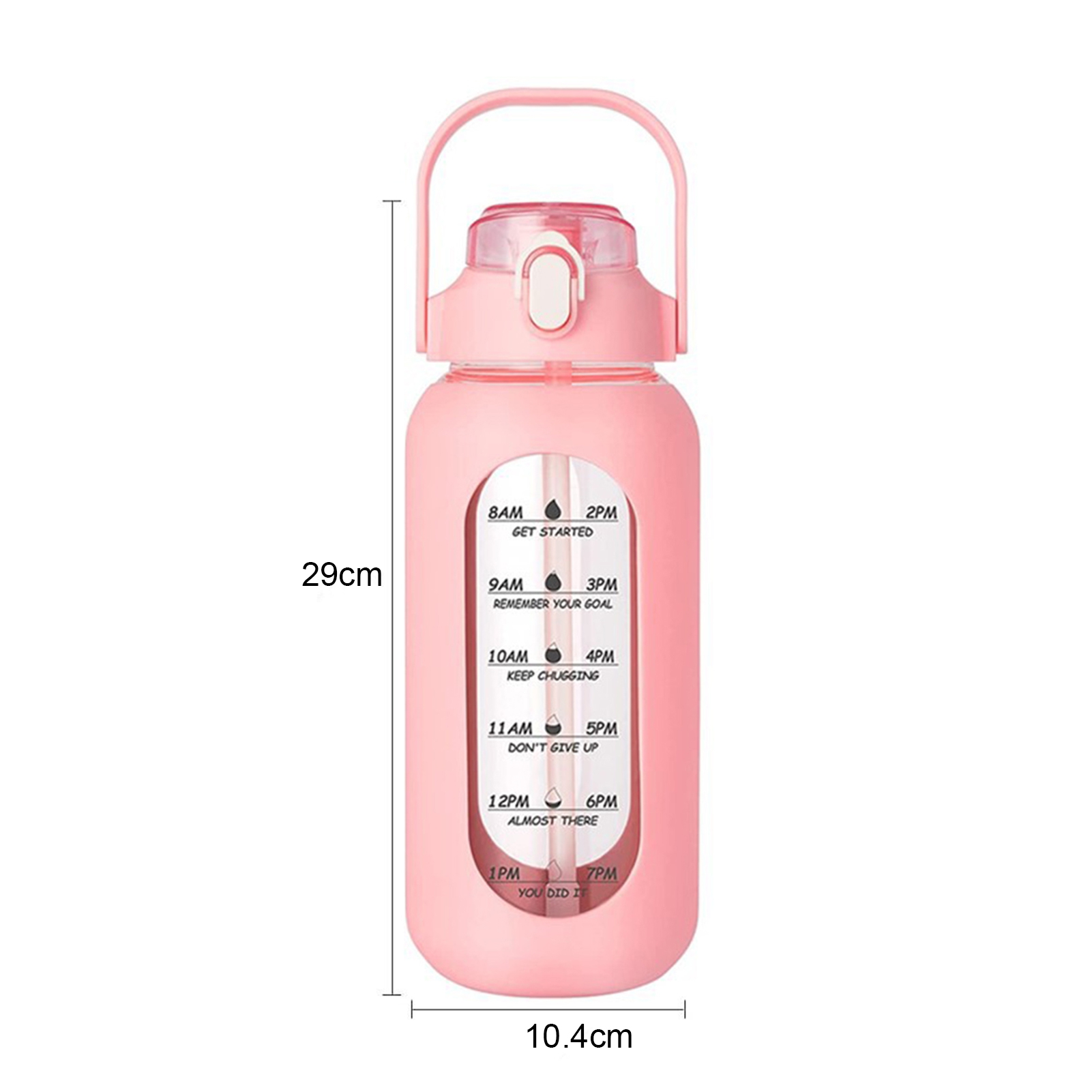 Borosilicate Glass Water Pitcher 56 Oz Glass Water Bottle with Straw Time Marker Bpa-free Half Gallon Water Jug for Gym Workout Silicone Sleeve