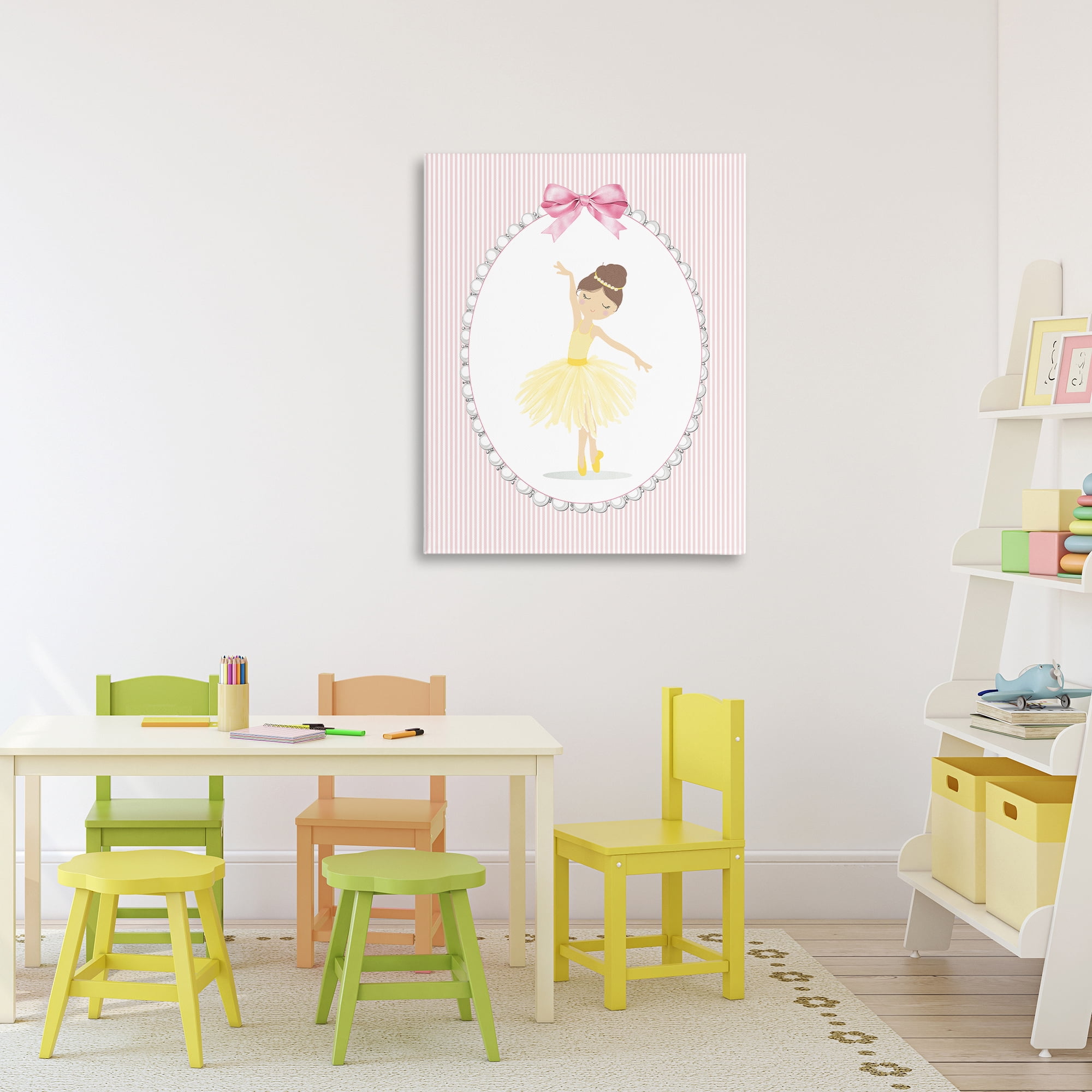 Stupell Industries Dainty Dance on Stripes Canvas Wall Art, design by Christine Simpson Art