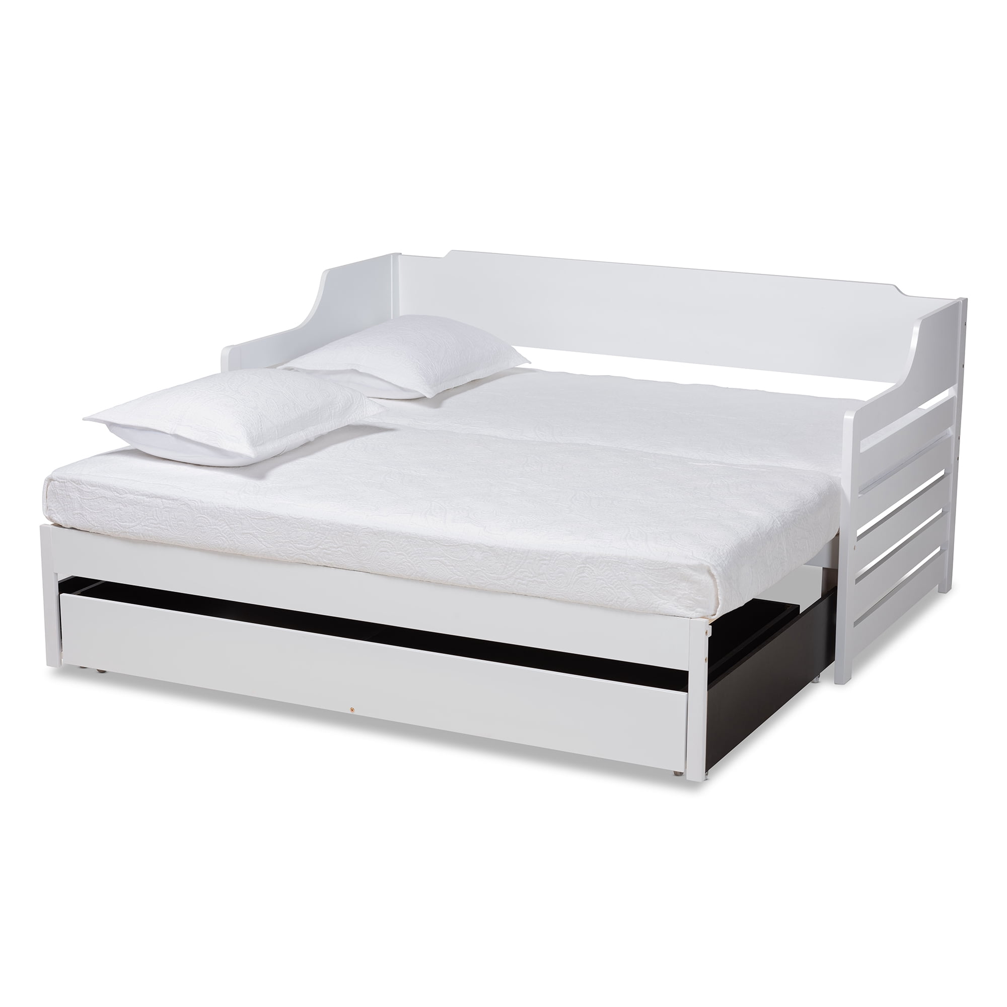 Baxton Studio Select Modern Wood Expandable King Daybed with Drawer White