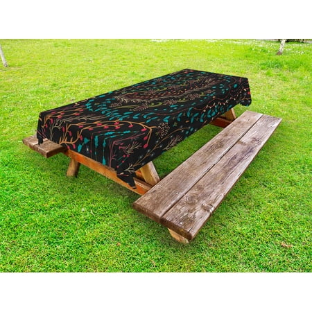 

Floral Outdoor Tablecloth Colorful Herbs and Flowering Stems on Dark Backdrop Nature Coming Alive in Spring Decorative Washable Fabric Picnic Tablecloth 58 X 120 Inches Multicolor by Ambesonne
