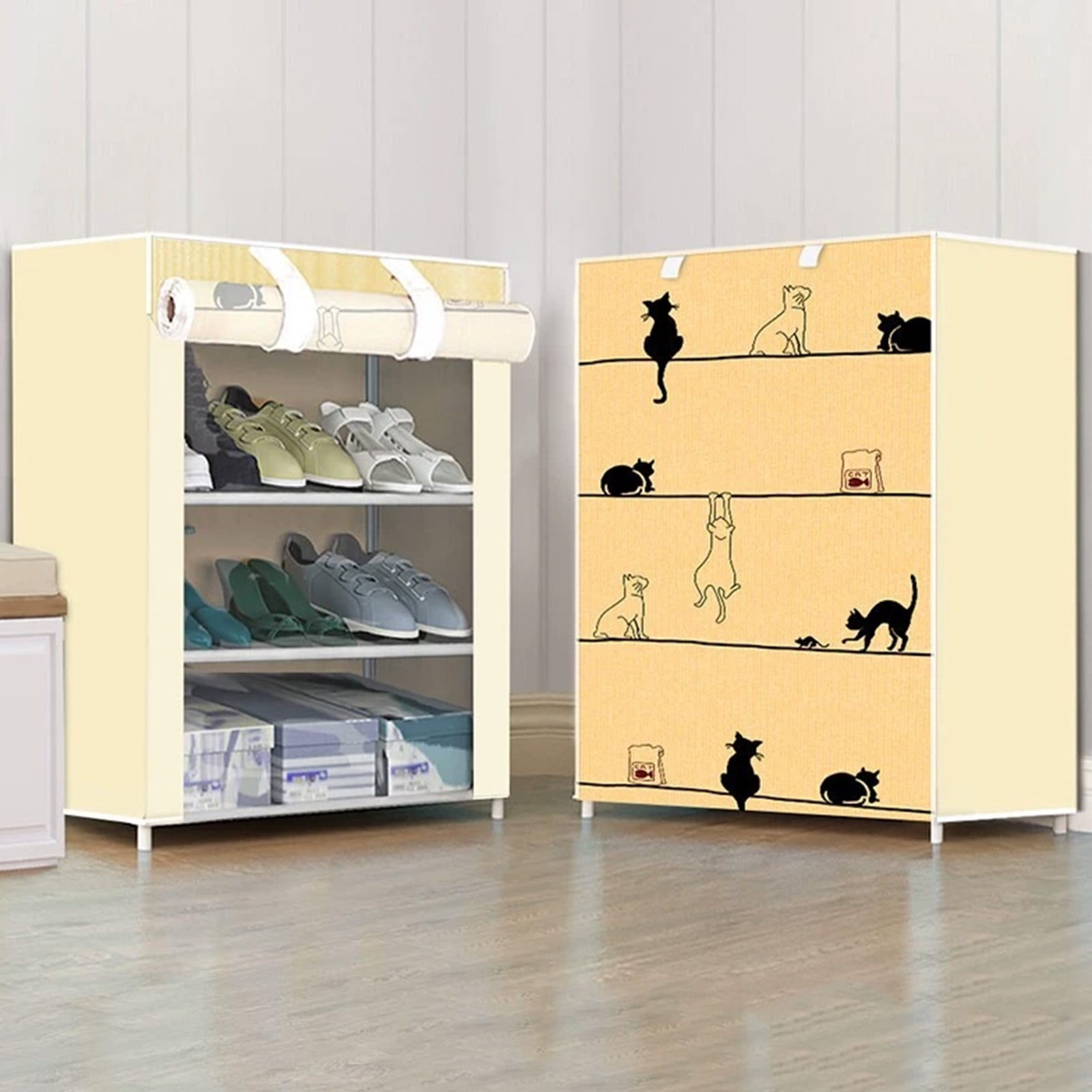 geerera Shoe Storage Rack with dust cover, 3 Layer Shoe Rack,Stackable Shoe Storage In Any Combination Space Saving Small Shoe Rack,Suitable For Closet,Front Door Entrance,Dorm, Garage