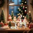 thumbnail image 2 of Christmas Resin Sitting Standing Deer Statue Reindeer Figurines Deer Decorations for Home Indoor Rustic Christmas Home Decor Statue Small Reindeer Sculpture,Silver,2pcs, 2 of 6