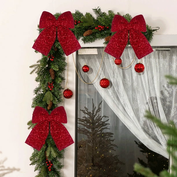 Adorno Colgante de Lazo de Esponja Navideño para Árbol de Navidad, Decoración para Bodas y Hoteles.