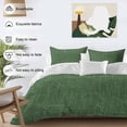 thumbnail image 4 of Dark Green Burlap Texture Duvet Cover Set, Farmhouse Vintage Green Soft Duvet Cover Twin Size Bedding Set 4 Pieces, 1 Quiltcover and 2 Pillowcases with Zipper, 1 Bed Sheet for All Seasons, 4 of 9