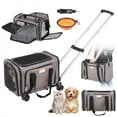 thumbnail image 1 of Wheeled Rolling with Telescoping Handle & Shoulder Strap Suitable for Pets Under 25 lbs Includes Folding Bowl Grey, 1 of 6
