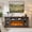 Dark Rustic Oak, variant on FlowSun Farmhouse TV Stand with 36 inch Electric Fireplace, LED Entertainment Center with Crescent Roman Arched Glass Doors for 80 inch TVs,White