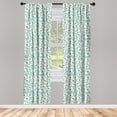 thumbnail image 2 of Ambesonne Bee 4-Panel Curtains, Honeybees in Cloud Motifs Art, 56"x63", Seafoam Mustard, 2 of 4