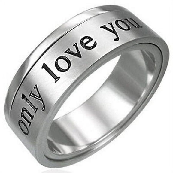 Only Love You Ring - Steel Color - Double Promise Ring Set - Commitment Rings
