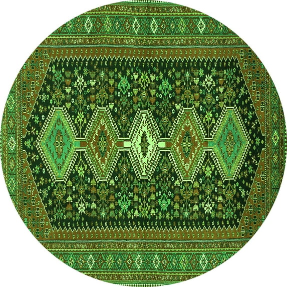 Ahgly Company Indoor Round Persian Green Traditional Area Rugs, 7' Round