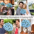 thumbnail image 6 of 10-Piece Blue Roses Bouquet with Baby's Breath – Sky Blue Artificial Rose Heads for Wedding Centerpieces & Table Décor (Plastic), 6 of 8