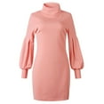 thumbnail image 3 of under $5 JINMGG Dress for Women Plus ,Womens Turtleneck Sweater Dress Ladies Long Sleeve Jumper Mini Dresses Pink XXL, 3 of 6