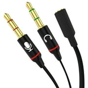 Headphone Splitter for Computer 3.5mm Female to 2 Dual 3.5mm Male Headphone Mic Audio Y Splitter Cable Smartphone Headset to PC Adapter